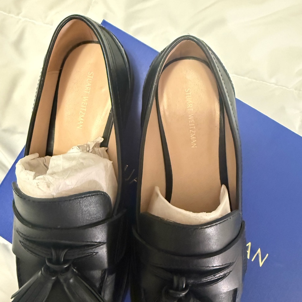 Stuart Weitzman Black Tassel Loafers - Picture 6 of 7